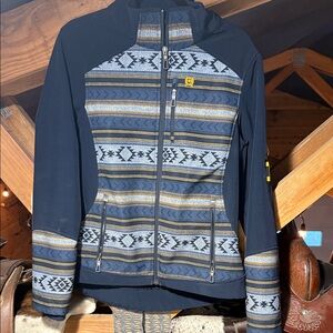 Cinch Navy and Patterned Zip-Up Jacket